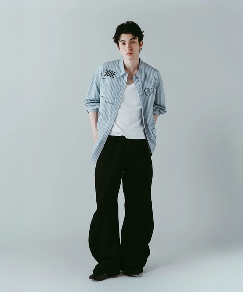 Knuth Marf（クヌースマーフ）の「embroidered shirt(unisex)（シャツ/ブラウス・レディース・ストライプ/アイボリー・FREE）」の8枚目の写真