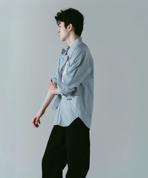 Knuth Marf（クヌースマーフ）の「embroidered shirt(unisex)（シャツ/ブラウス・レディース・ストライプ/アイボリー・FREE）」の10枚目の写真