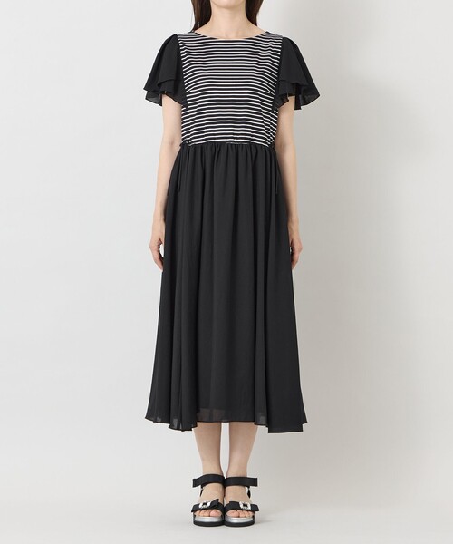 TO BE CHIC（トゥー ビー シック）の「【冨張 愛さん着用】ボーダーカットソーコンビ ワンピース（ワンピース・レディース・チャコールグレー・40）」の4枚目の写真