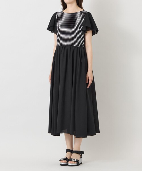TO BE CHIC（トゥー ビー シック）の「【冨張 愛さん着用】ボーダーカットソーコンビ ワンピース（ワンピース・レディース・チャコールグレー・40）」の5枚目の写真