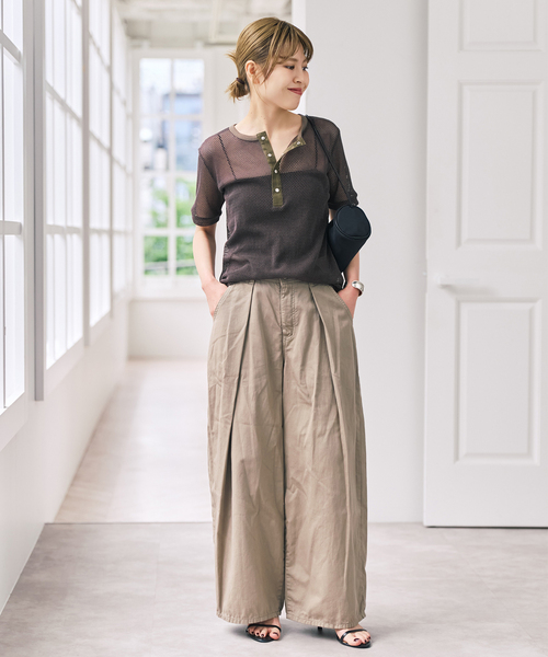 Spick & Span（スピックアンドスパン）の「ACASAM / アカサム メッシュヘンリー（Tシャツ/カットソー・レディース・ブラック/カーキ・FREE）」の11枚目の写真