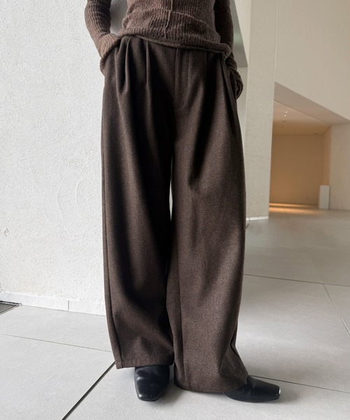 select MOCA by son(セレクトモカバイソン)の「ウールライク2タックパンツ【セットアップ対応】【by SON】(スラックス・レディース・ブラック/ブラウン・MEDIUM/LARGE)」の17枚目の写真