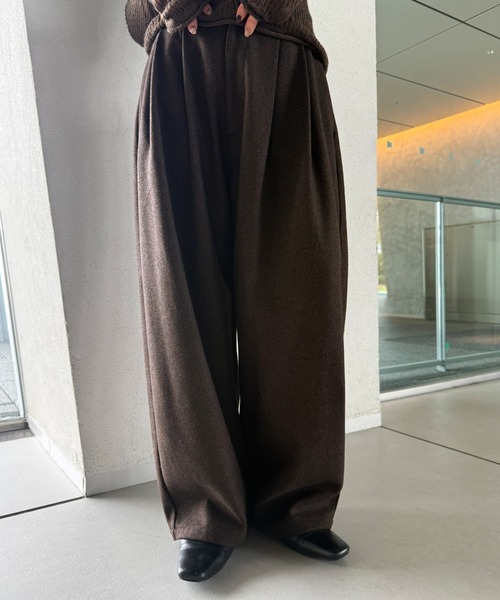 select MOCA by son(セレクトモカバイソン)の「ウールライク2タックパンツ【セットアップ対応】【by SON】(スラックス・レディース・ブラック/ブラウン・MEDIUM/LARGE)」の18枚目の写真