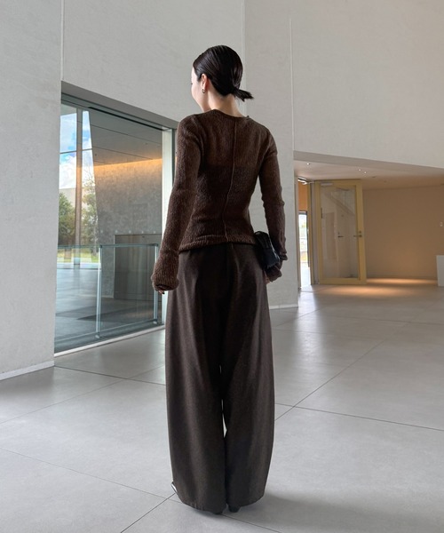 select MOCA by son(セレクトモカバイソン)の「ウールライク2タックパンツ【セットアップ対応】【by SON】(スラックス・レディース・ブラック/ブラウン・MEDIUM/LARGE)」の19枚目の写真