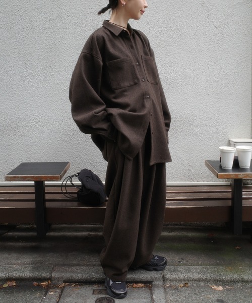select MOCA by son(セレクトモカバイソン)の「ウールライク2タックパンツ【セットアップ対応】【by SON】(スラックス・レディース・ブラック/ブラウン・MEDIUM/LARGE)」の20枚目の写真