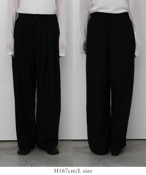 select MOCA by son(セレクトモカバイソン)の「ウールライク2タックパンツ【セットアップ対応】【by SON】(スラックス・レディース・ブラック/ブラウン・MEDIUM/LARGE)」の7枚目の写真