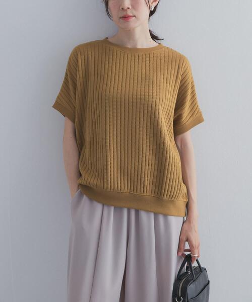URBAN RESEARCH DOORS(アーバンリサーチドアーズ)の「ハニカムタックフレンチプルオーバー(Tシャツ/カットソー・レディース・チャコールグレー/アイボリー/イエロー系その他・FREE)」の3枚目の写真