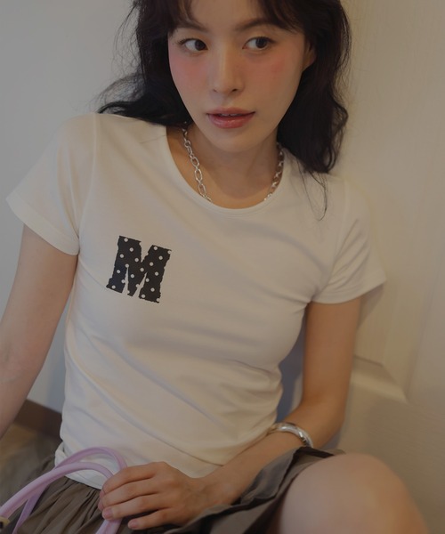 Mili affinity(ミリアフィニティー)の「ワンポイントロゴTシャツ(Tシャツ/カットソー・レディース・杢グレー/ブラック/オフホワイト/ターコイズブルー・FREE)」の2枚目の写真