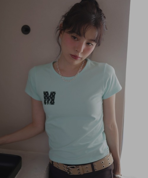 Mili affinity(ミリアフィニティー)の「ワンポイントロゴTシャツ(Tシャツ/カットソー・レディース・杢グレー/ブラック/オフホワイト/ターコイズブルー・FREE)」の11枚目の写真