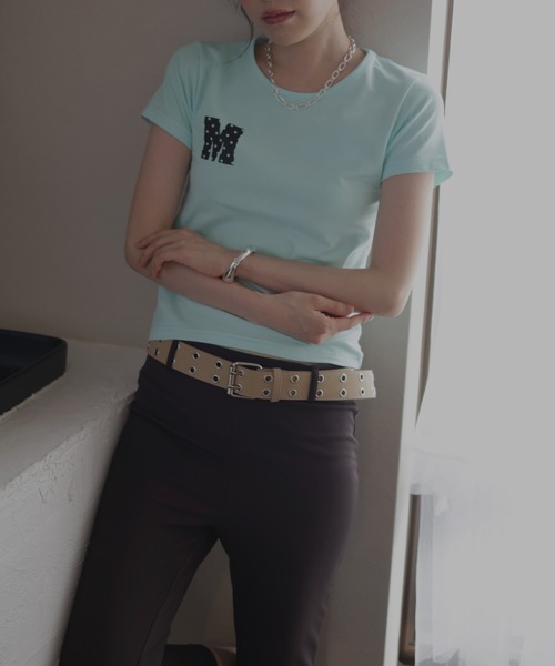 Mili affinity(ミリアフィニティー)の「ワンポイントロゴTシャツ(Tシャツ/カットソー・レディース・杢グレー/ブラック/オフホワイト/ターコイズブルー・FREE)」の17枚目の写真