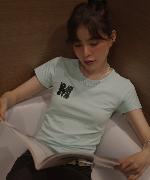 Mili affinity(ミリアフィニティー)の「ワンポイントロゴTシャツ(Tシャツ/カットソー・レディース・杢グレー/ブラック/オフホワイト/ターコイズブルー・FREE)」の18枚目の写真