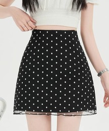 ドット柄タイトミニスカート