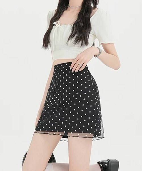 IRADOWL(アイラドール)の「ドット柄タイトミニスカート(スカート・レディース・ホワイト/ブラック・LARGE/MEDIUM/SMALL)」の5枚目の写真