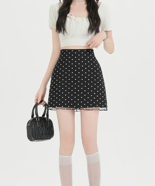 IRADOWL(アイラドール)の「ドット柄タイトミニスカート(スカート・レディース・ホワイト/ブラック・LARGE/MEDIUM/SMALL)」の7枚目の写真