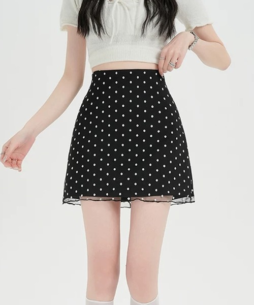 IRADOWL(アイラドール)の「ドット柄タイトミニスカート(スカート・レディース・ホワイト/ブラック・LARGE/MEDIUM/SMALL)」の8枚目の写真