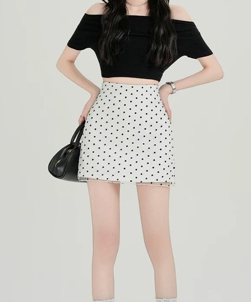IRADOWL(アイラドール)の「ドット柄タイトミニスカート(スカート・レディース・ホワイト/ブラック・LARGE/MEDIUM/SMALL)」の15枚目の写真