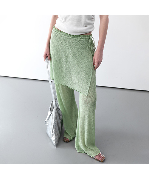 ATELIER NAIN(アトリエナイン)の「AIRY WAVE COVER-UP PANTS SET UP (PT-5800)(その他パンツ・レディース・ホワイト/ライトグリーン・MEDIUM/SMALL)」の2枚目の写真