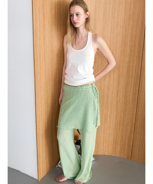 ATELIER NAIN(アトリエナイン)の「AIRY WAVE COVER-UP PANTS SET UP (PT-5800)(その他パンツ・レディース・ホワイト/ライトグリーン・MEDIUM/SMALL)」の3枚目の写真