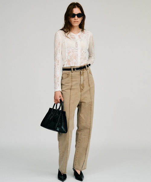 PRANK PROJECT(プランクプロジェクト)の「【2026Autumn Pre-Order】ピンタックハイウエストストレートパンツ / Pintuck High-Waist Straight Pants(スラックス・レディース・ネイビー/ベージュ・38/36)」の3枚目の写真
