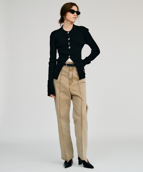 PRANK PROJECT(プランクプロジェクト)の「【2026Autumn Pre-Order】ピンタックハイウエストストレートパンツ / Pintuck High-Waist Straight Pants(スラックス・レディース・ネイビー/ベージュ・38/36)」の4枚目の写真