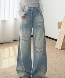 ダメージウォッシュワイドデニムパンツ