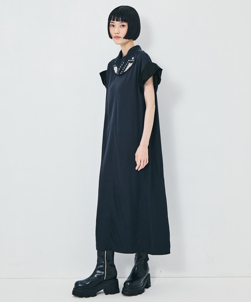 TOGA PULLA（トーガ　プルラ）の「【TOGA PULLA/トーガプルラ】Rayon silk twill dress/レーヨンシルクツイルドレス（ワンピース・レディース・ブラック・38）」の2枚目の写真