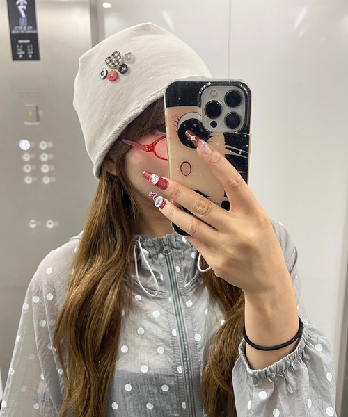 WC（ダブル シー）の「ボタンデザインビーニー（ニットキャップ/ビーニー・レディース・ホワイト・FREE）」の3枚目の写真