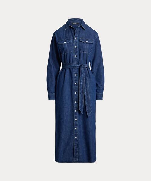 LAUREN RALPH LAUREN(ローレン ラルフ ローレン)の「ベルテッド デニム ミディ シャツドレス(シャツワンピース・レディース・ブルー・2/0/4/6/8/00)」の2枚目の写真
