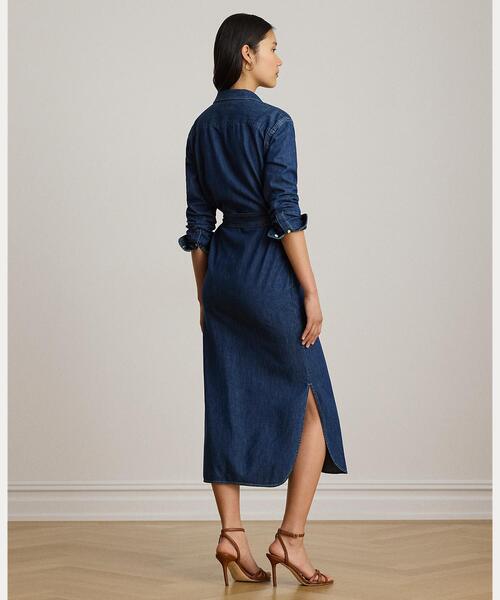 LAUREN RALPH LAUREN(ローレン ラルフ ローレン)の「ベルテッド デニム ミディ シャツドレス(シャツワンピース・レディース・ブルー・2/0/4/6/8/00)」の4枚目の写真