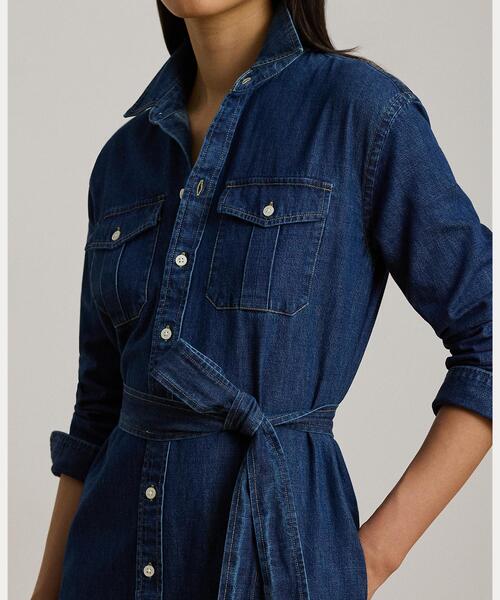 LAUREN RALPH LAUREN(ローレン ラルフ ローレン)の「ベルテッド デニム ミディ シャツドレス(シャツワンピース・レディース・ブルー・2/0/4/6/8/00)」の5枚目の写真