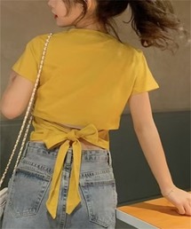 ウエスト見せ 可愛いバックリボンTシャツ