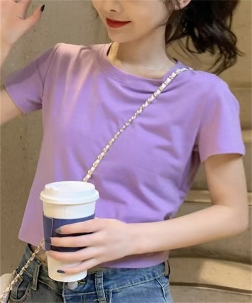 Dream garden(ドリームガーデン)の「ウエスト見せ 可愛いバックリボンTシャツ(Tシャツ/カットソー・レディース・ホワイト/ブラック/パープル/イエロー/グリーン・M/L/XL/XXL)」の16枚目の写真