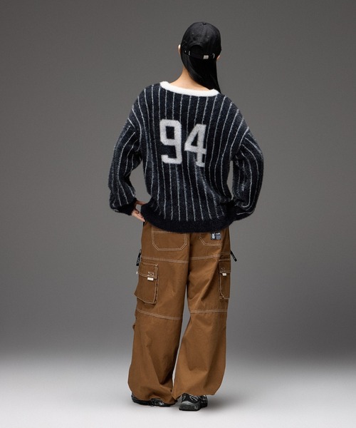 X-girl(エックスガール)の「GAME SHIRT JACQUARD SHAGGY KNIT TOP(ニット/セーター・レディース・ブラウン/ブラック・ONE SIZE)」の3枚目の写真
