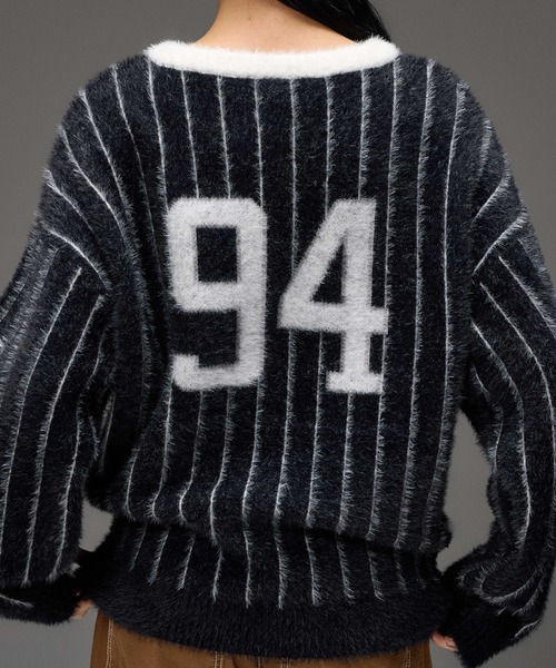 X-girl(エックスガール)の「GAME SHIRT JACQUARD SHAGGY KNIT TOP(ニット/セーター・レディース・ブラウン/ブラック・ONE SIZE)」の6枚目の写真