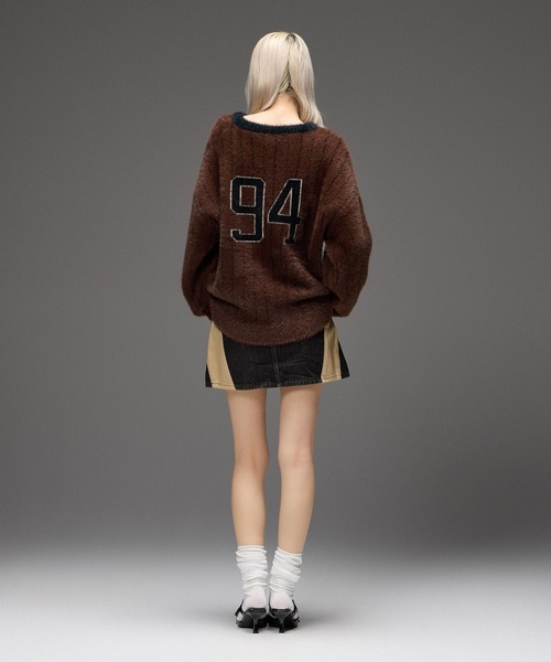 X-girl(エックスガール)の「GAME SHIRT JACQUARD SHAGGY KNIT TOP(ニット/セーター・レディース・ブラウン/ブラック・ONE SIZE)」の12枚目の写真