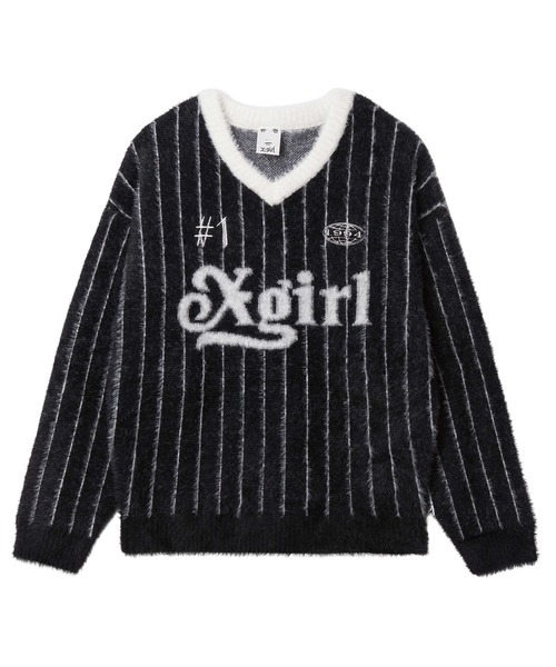 X-girl(エックスガール)の「GAME SHIRT JACQUARD SHAGGY KNIT TOP(ニット/セーター・レディース・ブラウン/ブラック・ONE SIZE)」の15枚目の写真