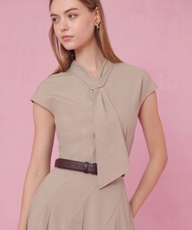 パール襟ジャガードペプラムトップス（その他トップス）｜Fit more
