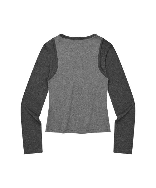 LMR(エルエムアール)の「スリムリブレイヤード長袖Tシャツグレー(Tシャツ/カットソー・レディース・チャコールグレー・SMALL/MEDIUM)」の3枚目の写真