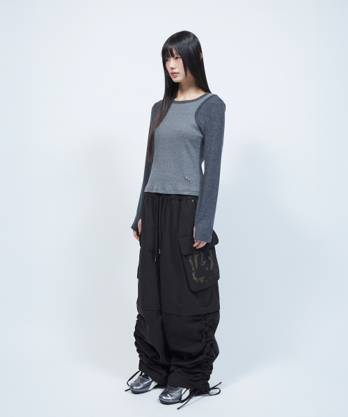 LMR(エルエムアール)の「スリムリブレイヤード長袖Tシャツグレー(Tシャツ/カットソー・レディース・チャコールグレー・SMALL/MEDIUM)」の14枚目の写真