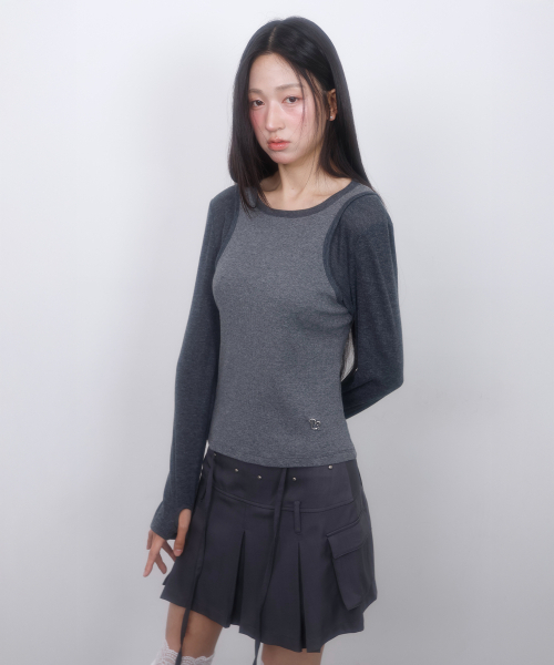 LMR(エルエムアール)の「スリムリブレイヤード長袖Tシャツグレー(Tシャツ/カットソー・レディース・チャコールグレー・SMALL/MEDIUM)」の18枚目の写真