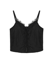 SATIN LACE CAMI TOP_BLACK