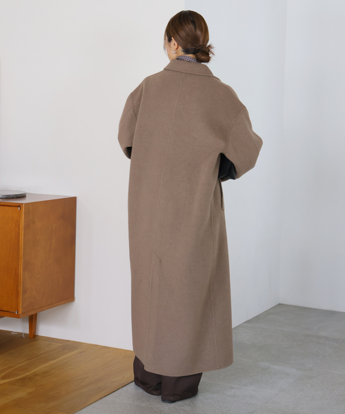 JOURNAL STANDARD（ジャーナルスタンダード）の「《追加》ヤクウールリバーバルカラーコート（ステンカラーコート・レディース・ネイビー/ブラウン・38/36）」の6枚目の写真