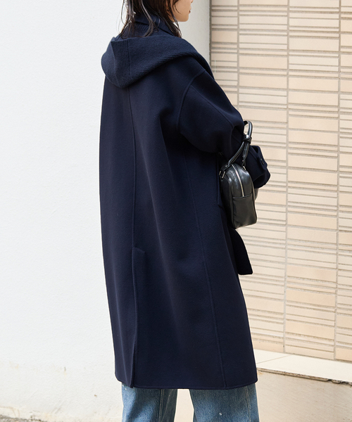JOURNAL STANDARD（ジャーナルスタンダード）の「《追加》ヤクウールリバーバルカラーコート（ステンカラーコート・レディース・ネイビー/ブラウン・38/36）」の13枚目の写真