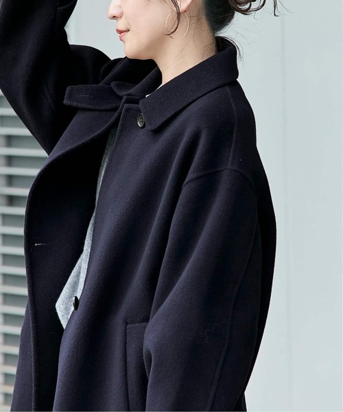 JOURNAL STANDARD(ジャーナルスタンダード)の「《追加》ヤクウールリバーバルカラーコート(ステンカラーコート・レディース・ネイビー/ブラウン・38/36)」の9枚目の写真