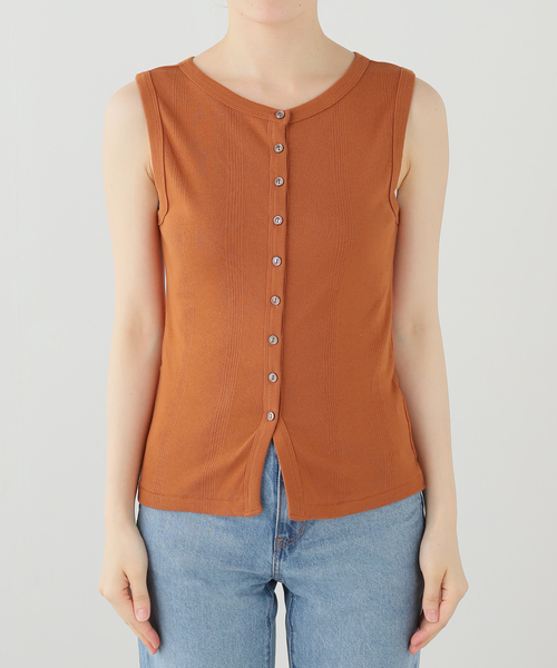 OUTDOOR PRODUCTS（アウトドアプロダクツ）の「miller prib Henley tank（Tシャツ/カットソー・レディース・ブラック系その他/チャコールグレー/キャメル・FREE）」の3枚目の写真