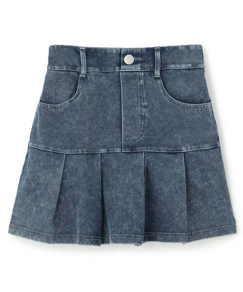 LOVETOXIC(ラブトキシック)の「【みんなの声/ストレッチ】\nデニムライクカットプリーツスカート(スカート・キッズ・グレー/ブラック/ブルー・L:160cm/130cm/M:150cm/S:140cm)」の1枚目の写真