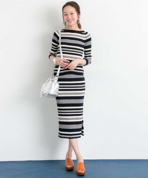 URBAN RESEARCH（アーバンリサーチ）の「UR レトロボーダースカート（スカート・レディース・ホワイト系その他/グリーン系その他・FREE）」の3枚目の写真