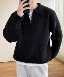 【26年秋冬新作アイテム】畔編みハーフジップニット