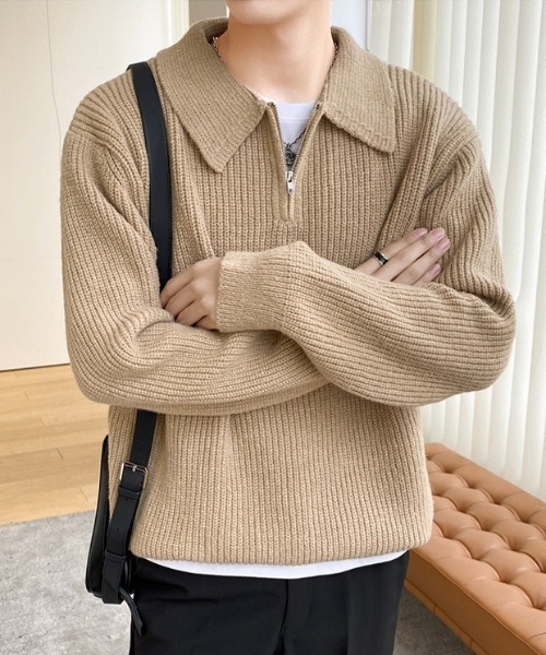 link lot(リンクロット)の「【26年秋冬新作アイテム】畔編みハーフジップニット(ニット/セーター・メンズ・ベージュ/グレー/ブラック・M)」の10枚目の写真