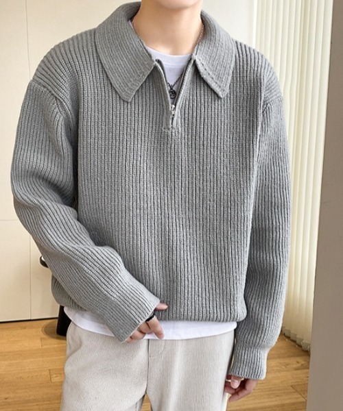 link lot(リンクロット)の「【26年秋冬新作アイテム】畔編みハーフジップニット(ニット/セーター・メンズ・ベージュ/グレー/ブラック・M)」の6枚目の写真